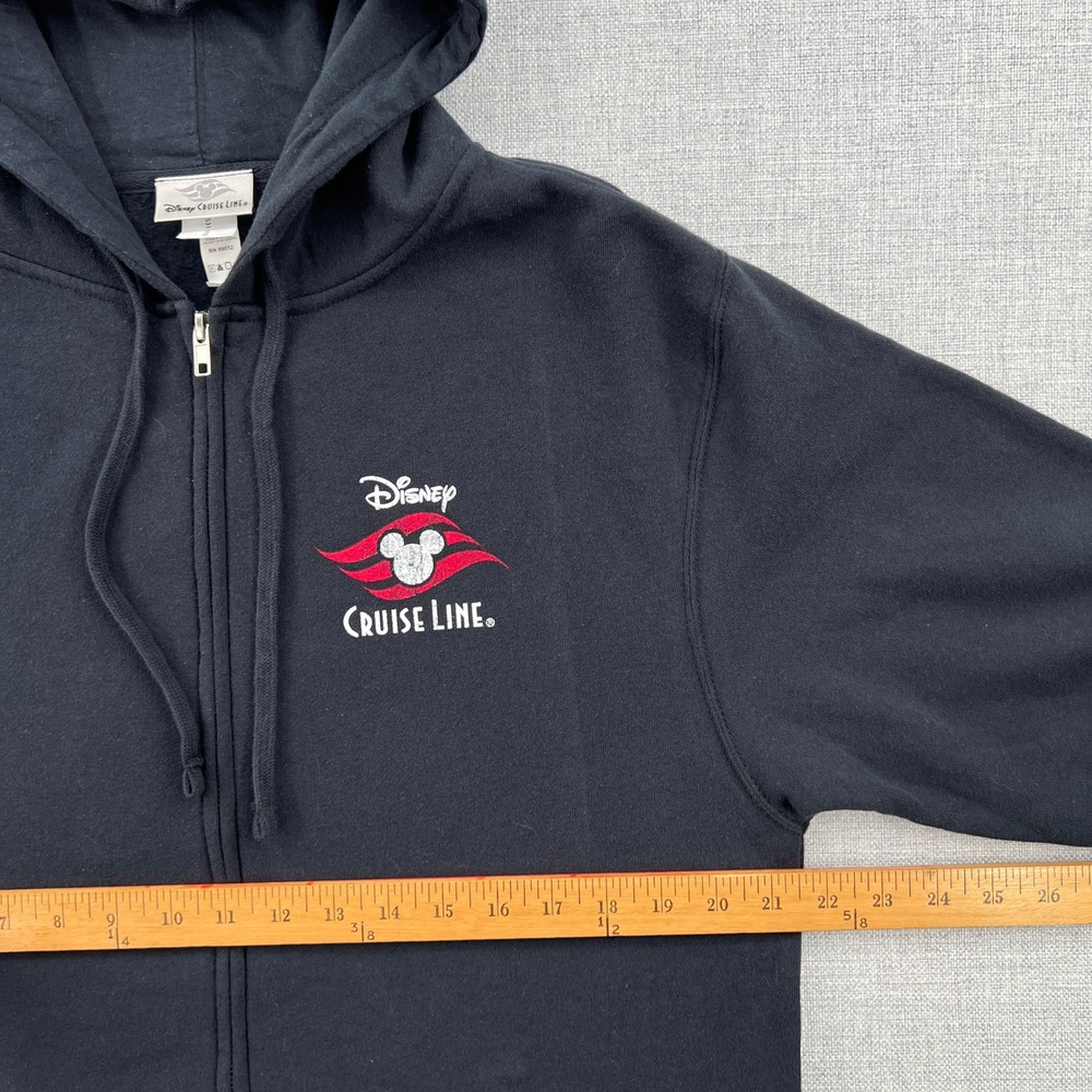 Disney Cruise Line Full Zip Hoodie Men Large Black Mickey Mouse Logo Disneybound - Picture 7 of 10
